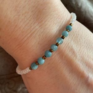 Blue Chalcedony Natural Gemstone Bracelet, 8.25”